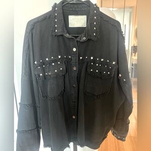 Studded Black Denim Jacket